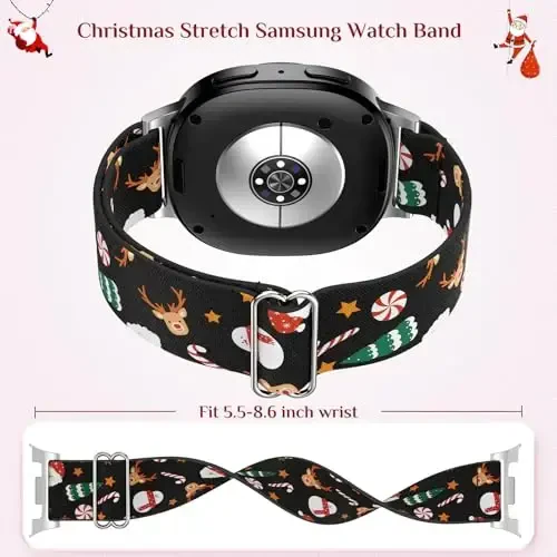 LETOID for Samsung Galaxy Watch Bands for Women, Bling Stretchy Nylon Strap Designed for Samsung Galaxy Watch 8/7/6/5/4/FE, Active 2 – Soft, Breathable, Adjustable, Glitter Elastic Wristband - 3