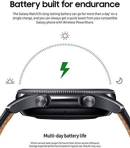 Samsung Galaxy Watch 3 (45mm, GPS, Bluetooth) Gelişmiş Sağlık Takibi, Fitness Takibi ve Uzun Ömürlü Pil ile Akıllı Saat - Mistik Siyah (Yenilenmiş) - 3