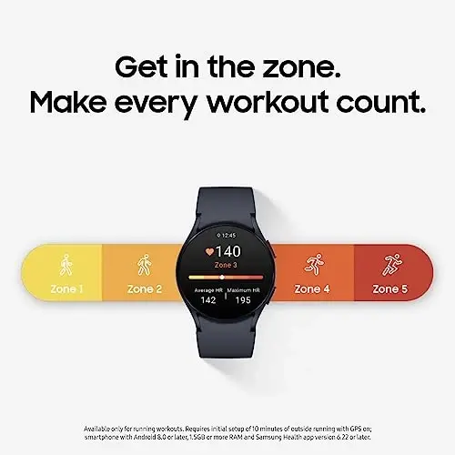 SAMSUNG Galaxy Watch 6 40mm Bluetooth Akıllı Saat, Fitness Takipçisi, Kişiselleştirilmiş HR Bölgeleri, Gelişmiş Uyku Koçluğu, Kalp Monitörü, BIA Sensörü, Sağlık ve Esenlik İçgörüleri, Büyük Ekran, ABD Versiyonu, Grafit 