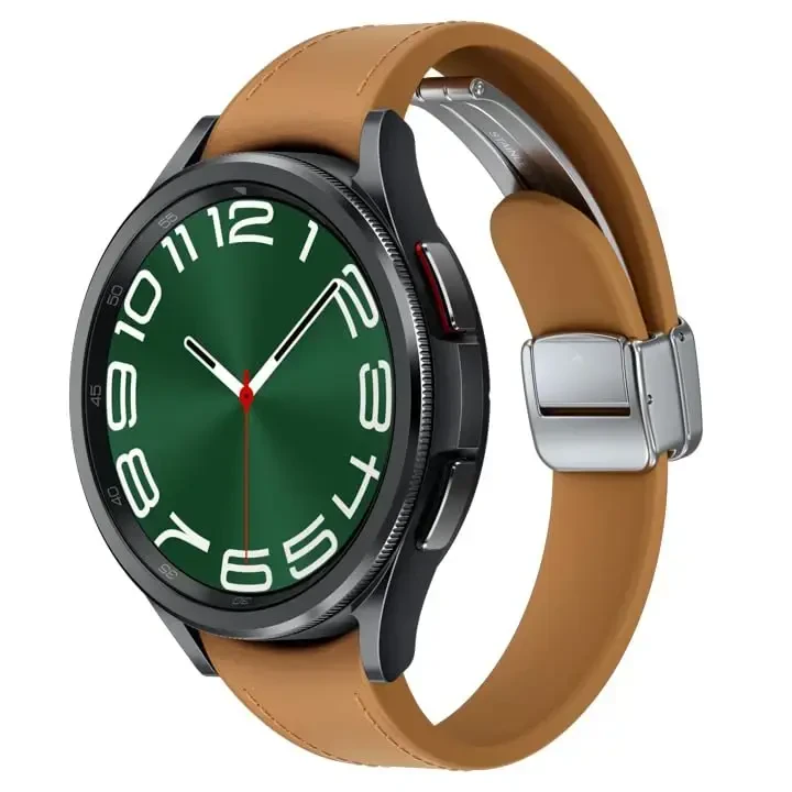 SAMSUNG Galaxy Watch 6 Bespoke Edition 47mm Exclusive Bluetooth Smartwatch, Health, Fitness, Sleep, HR Tracker, Improved Battery, Sapphire Crystal Glass, US Version, Black D-Buckle Band, Hybrid Camel - 1