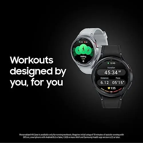 Samsung Galaxy Watch 6 Classic 43mm LTE Smartwatch, Aylanadigan Bezel, Fitness Tracker, Shaxsiy HR Zonalar, Uyquni Murakkab Treningi, Yurak Monitori, BIA Sensor, Sog'liqni Saqlash Haqida Tushunchalar, AQSh Versiyasi, Qora - 5