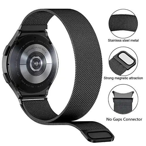 Milanese Bands for Samsung Galaxy Watch 7/6/5/4/FE Band 40mm 44mm/Classic 47mm 43mm 46mm 42mm Women/Men,Magnetic Loop Strap for Samsung Galaxy Watch 5 Pro Band 45mm,No Gap Metal Mesh Correa Wristband - 3