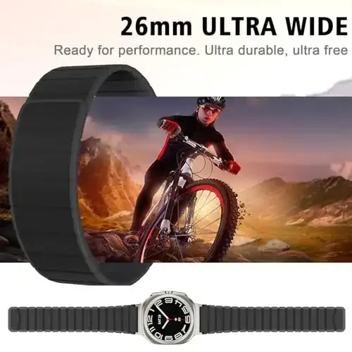 Samsung Galaxy Watch 7 Ultra 47mm bilan mos keladigan magnit soat tasmasi, suv o'tkazmaydigan sport silikon tasmasi magnit bog'lovchi yagona halqa sozlanishi mumkin bo'lgan almashtiriladigan bilaguzuk erkaklar va ayollar uchun - 4