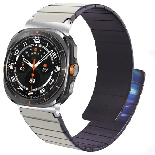 Samsung Galaxy Watch 7 Ultra 47mm bilan mos keladigan magnitli soat tasmasi, suv o'tkazmaydigan sport silikon tasma magnitli halqa sozlanishi almashtiriladigan bilaguzuk erkaklar va ayollar uchun - 1