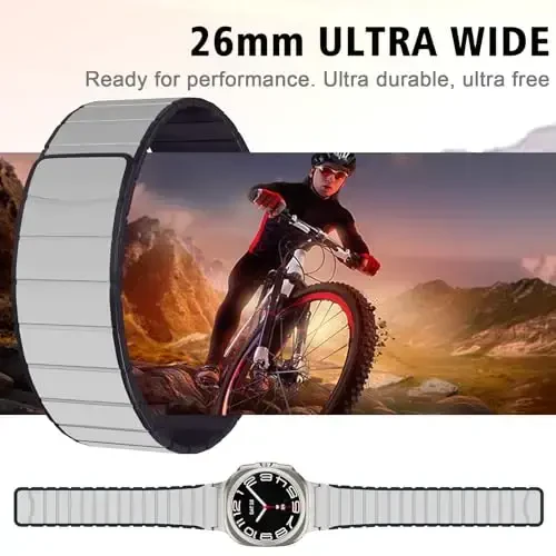 Samsung Galaxy Watch 7 Ultra 47mm bilan mos keladigan magnitli soat tasmasi, suv o'tkazmaydigan sport silikon tasma magnitli halqa sozlanishi almashtiriladigan bilaguzuk erkaklar va ayollar uchun - 5