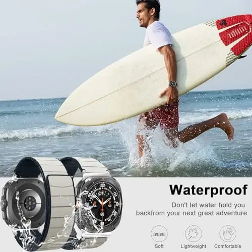 Samsung Galaxy Watch 7 Ultra 47mm bilan mos keladigan magnitli soat tasmasi, suv o'tkazmaydigan sport silikon tasma magnitli halqa sozlanishi almashtiriladigan bilaguzuk erkaklar va ayollar uchun - 3