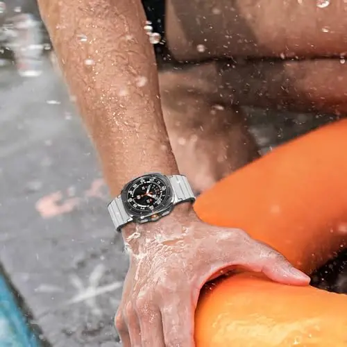 Samsung Galaxy Watch 7 Ultra 47mm bilan mos keladigan magnitli soat tasmasi, suv o'tkazmaydigan sport silikon tasma magnitli halqa sozlanishi almashtiriladigan bilaguzuk erkaklar va ayollar uchun - 6