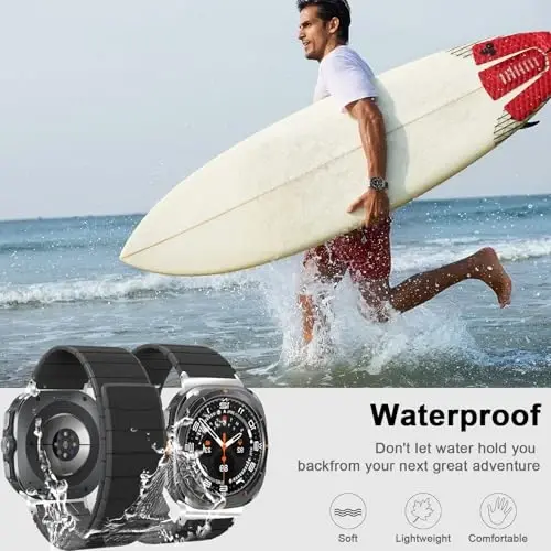 Magnetic Watch Band Compatible with Samsung Galaxy Watch 7 Ultra 47mm, Waterproof Sport Silicone Strap Magnet Link Solo Loop Adjustable Replacement Wristband for Men and Women - 3
