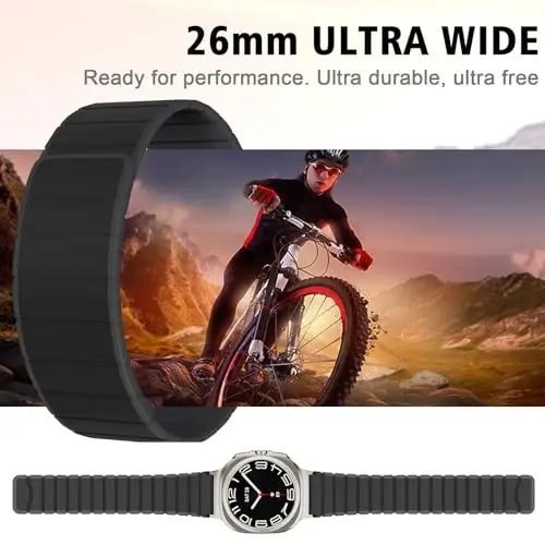 Magnetic Watch Band Compatible with Samsung Galaxy Watch 7 Ultra 47mm, Waterproof Sport Silicone Strap Magnet Link Solo Loop Adjustable Replacement Wristband for Men and Women - 4