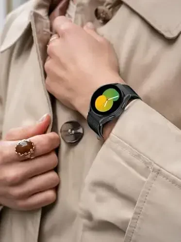 Samsung Galaxy Watch 7/6/5/4/FE uchun Milan bantlari 40mm 44mm/Classic 47mm 43mm 46mm 42mm Ayollar/Erkaklar, Samsung Galaxy Watch 5 Pro uchun magnitli halqa tasma 45mm, bo'shliqsiz metall to'rli bilaguzuk - 4