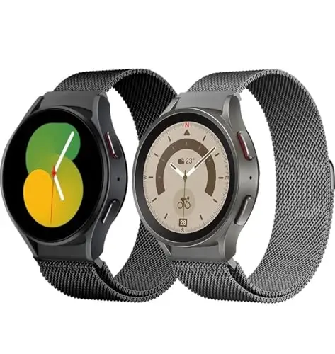 Samsung Galaxy Watch 7/6/5/4/FE uchun Milan bantlari 40mm 44mm/Classic 47mm 43mm 46mm 42mm Ayollar/Erkaklar, Samsung Galaxy Watch 5 Pro uchun magnitli halqa tasma 45mm, bo'shliqsiz metall to'rli bilaguzuk - 1