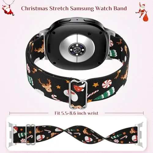 Samsung Galaxy Watch uchun ayollar uchun LETOID bilakuzuklari, Samsung Galaxy Watch 8/7/6/5/4/FE, Active 2 uchun mo'ljallangan jilmayuvchan elastik neylon tasma - Yumshoq, nafas oladigan, sozlanishi, yaltiroq elastik bilakuzuk - 3