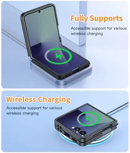 Samsung Galaxy Z-FLIP-7 uchun FNTCASE g‘ilofi: ekran himoyachisi bilan magnitli mat telefon g‘iloflari, Magsafe bilan mos, tushishga chidamli, yupqa, mustahkam, zarbaga chidamli, himoyalovchi yarim shaffof g‘ilof (C-Frosted Black) - 5