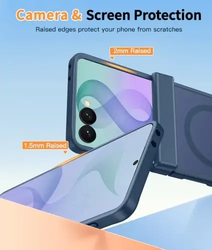 FNTCASE for Samsung Galaxy Z Flip 8 Case, Fit for Magsafe, Screen Protector | Hinge Protection, Translucent Matte, 18FT Military Grade Drop Proof, Protective Phone Cover, Blue - 6