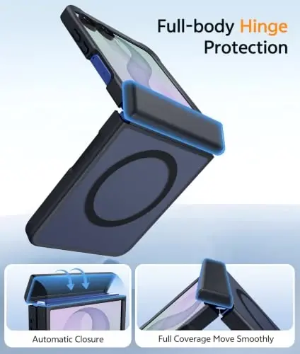 FNTCASE for Samsung Galaxy Z Flip 8 Case, Fit for Magsafe, Screen Protector | Hinge Protection, Translucent Matte, 18FT Military Grade Drop Proof, Protective Phone Cover, Black - 5