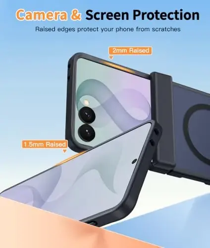 Samsung Galaxy Z Flip 8 uchun FNTCASE g‘ilofi: [Ilmoq himoyasi + Ekran himoyachisi] [Magsafe uchun mos] Harbiy darajadagi tushishga chidamli, yarim shaffof matli himoya telefoni qopqog‘i - Qora - 6