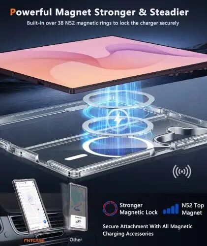 FNTCASE for Samsung Galaxy Z-Fold-7 Case: Magnetic Clear Military Grade Drop Protection Anti Yellowing Cell Phone Cover - Rugged Shockproof Protective Bumper Transparent Phonecase - 4