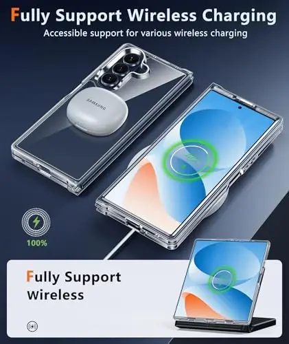 Samsung Galaxy Z-Fold-7 uchun FNTCASE g'ilofi: Harbiy darajadagi tushishdan himoya, sarg'ayishga qarshi mobil telefon muqovasi: Mustahkam zarbaga chidamli himoya bamperli shaffof telefon g'ilofi - 5
