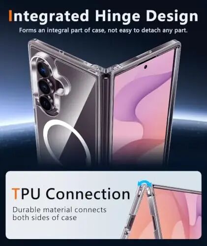 FNTCASE for Samsung Galaxy Z-Fold-7 Case: Magnetic Clear Military Grade Drop Protection Anti Yellowing Cell Phone Cover - Rugged Shockproof Protective Bumper Transparent Phonecase - 3