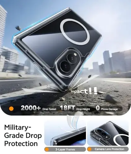 FNTCASE for Samsung Galaxy Z Fold 8 Case: [Hinge Protection] Transparent Clear Cases [Compatible with Magsafe] [Screen Protector] Military Grade Shockproof Protective Phone Cover-Clear - 3