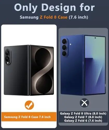 Samsung Galaxy Z-Fold-8 uchun FNTCASE g‘ilofi: [To‘liq ilgak himoyasi] [Ekran himoyachisi] MagSafe bilan mos, og‘ir yukga chidamli, zarbaga va tirnalishga qarshi shaffof telefon g‘ilofi (C-Black) - 2