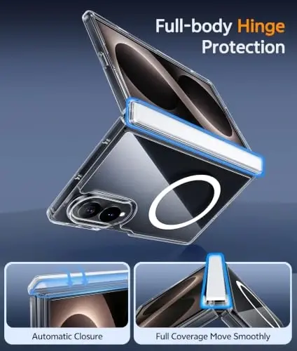 Samsung Galaxy Z-Fold-8 uchun FNTCASE g‘ilofi: [To‘liq ilgak himoyasi] [Ekran himoyachisi] MagSafe bilan mos, og‘ir yuklarga chidamli, zarbga qarshi, tirnalishga qarshi himoyalovchi shaffof telefon g‘ilofi (A-Clear) - 3