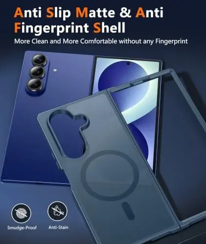 Samsung Galaxy Z Fold7 G‘ilofi uchun FNTCASE: [Magsafe uchun mos] [Ekran himoyachisi] Magnit yarim shaffof mat, Harbiy darajadagi tushishdan himoya, Z Fold 7 telefon qopqog‘i uchun zarbaga chidamli himoya (Moviy 8.0 dyuym) - 6
