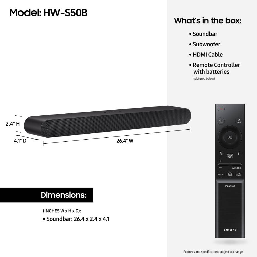 SAMSUNG HW-S50B/ZA 3.0ch All-in-One Soundbar w/ Dolby 5.1 / DTS Virutal: X - 3