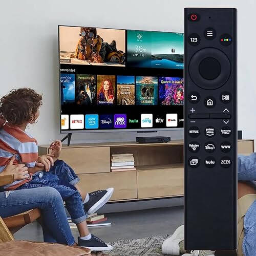 Samsung Smart TV LCD LED UHD QLED 4K HDR TVlari uchun yangi almashtiriladigan universal Samsung TV masofadan boshqarish pulti, Netflix, Samsung TV Plus, Rakuten TV uchun tez funktsiya tugmalari bilan - 14