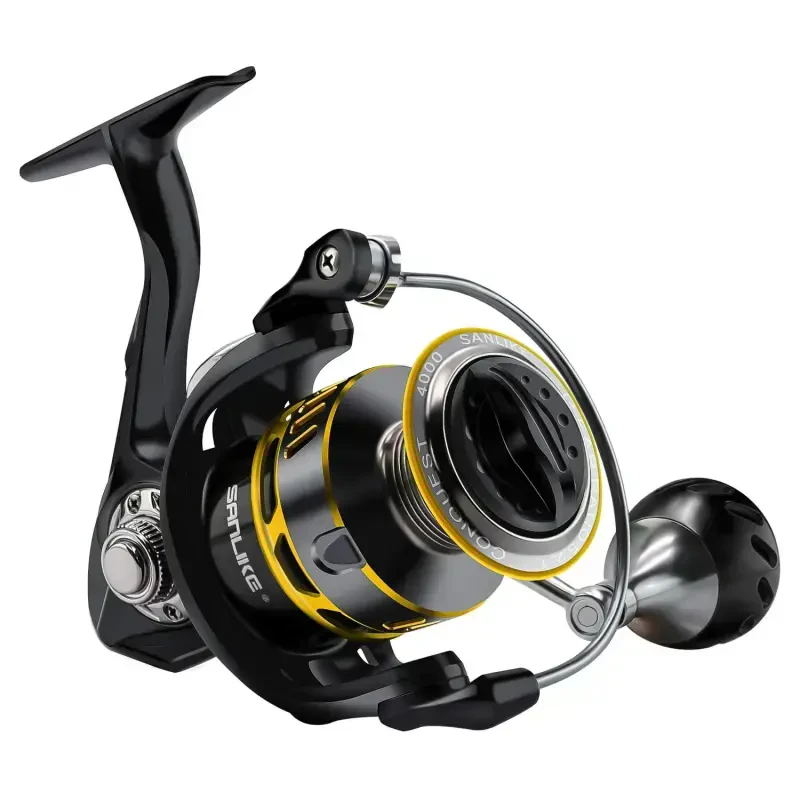 SAN LIKE Spinning Reel Fishing Reel - Silliq ishlash uglerodli tolali 40,5 funt Maksimal qarshilik sho'r suv va chuchuk suv 7+1 zanglamaydigan BB sharikli podshipnik 5,2: 1 sho'r yoki chuchuk suv uchun uzatma nisbati 4000 o'lchami - QORA - 4000 - SAN LIKE
