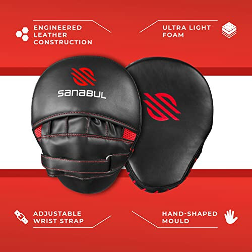 Sanabul Essential Curved Punching Mitts for Boxing and MMA | Ultimate Boxing Mitts & Pads Training Gear for Athletes | High-Performance Focus Mitts Muay Thai Pads for Sparring & Training Boxing Pads - 2