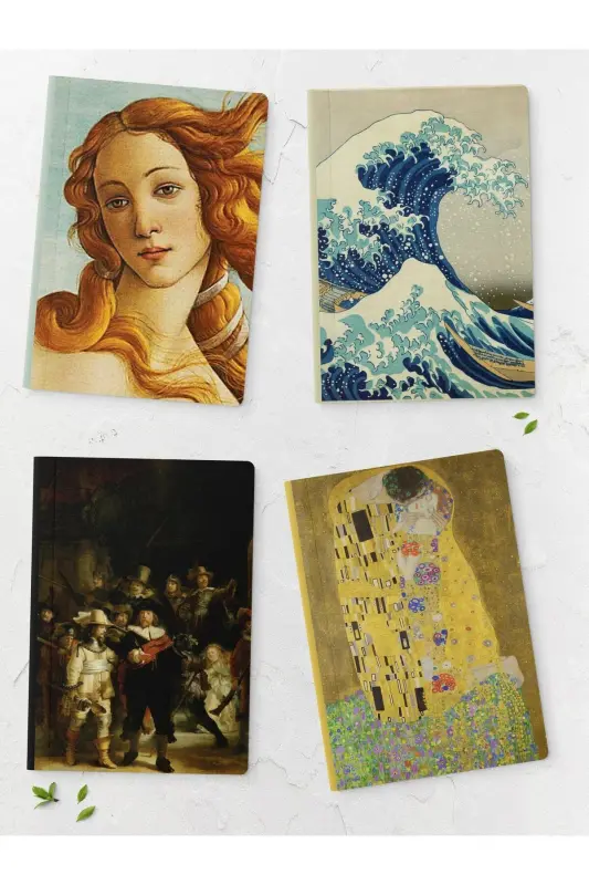 Sanat Temalı Defter Seti - 4 Adet - 14cm*20cm - 64 Sayfa - Çizgisiz-Sanat - 1