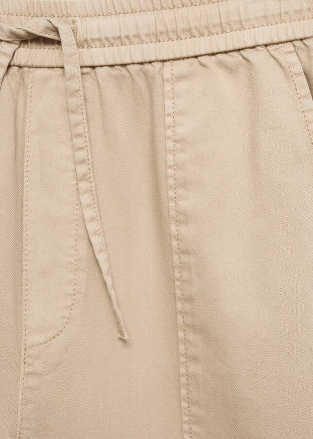 Sand beige pants with elastic waistband and cotton fabric - 4