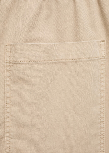 Sand beige pants with elastic waistband and cotton fabric - 6