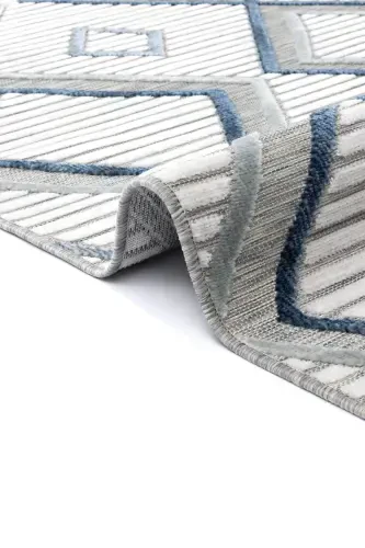 Sand Cream Blue Foldable Easy-to-Clean Rug 65549a-Cream Blue - 1