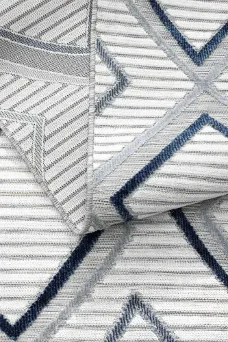 Sand Cream Blue Foldable Easy-to-Clean Rug 65549a-Cream Blue - 2