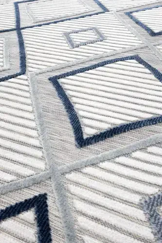 Sand Cream Blue Foldable Easy-to-Clean Rug 65549a-Cream Blue - 7