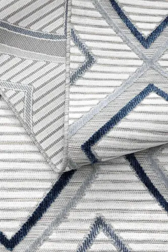 Sand Cream Blue Foldable Easy-to-Clean Rug 65549a-Cream Blue - KOZA HALI (1)