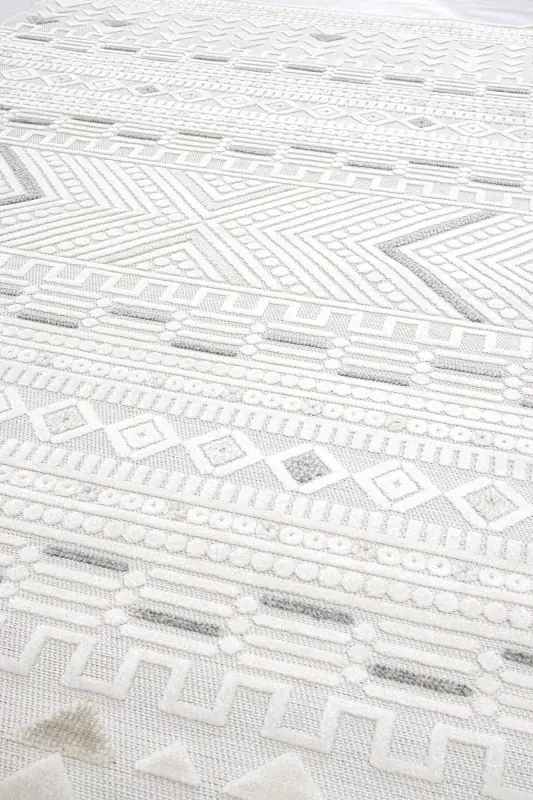Sand Cream Grey Easy Clean Rug Carpet Living Room Bedroom Hallway Machine Made Carpet 65550a-Cream Grey - 4