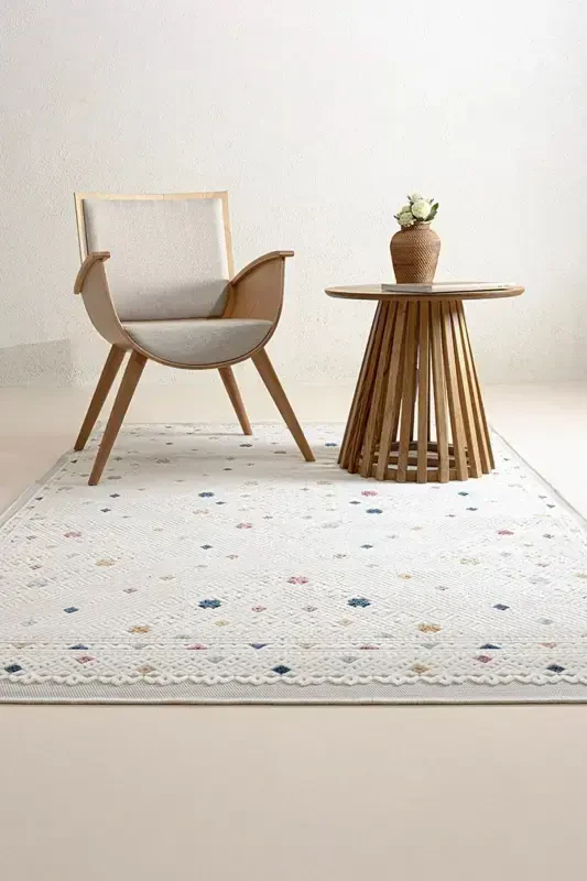 Sand Cream Multi Foldable Easy-to-Clean Rug 65548a-Cream Multi - 1