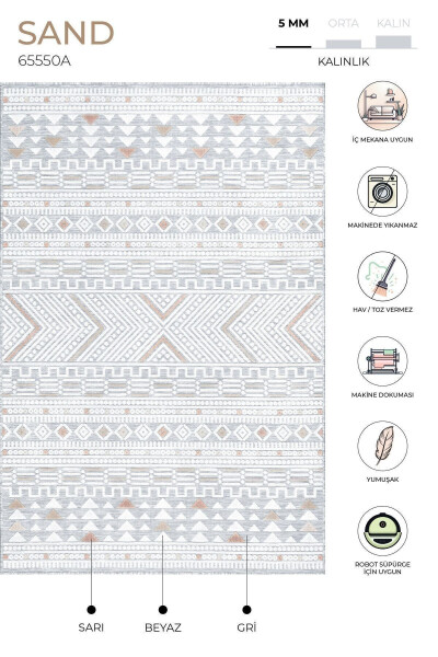 Sand Grey Yellow Foldable Easy-Clean Rug 65550a - KOZA HALI (1)