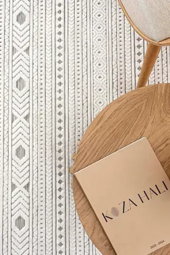 Sand Gri Krem Kolay Temizlenebilir Halı Kilim Oturma Odası Yatak Odası Koridor Makine Halısı 65543a-Gri Krem - 7