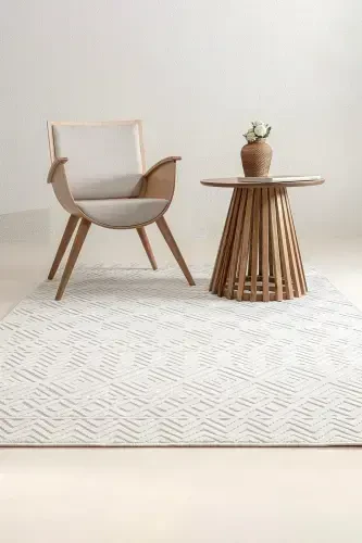 Sand Krem Ekru Katlanabilir Kolay Temizlenebilir Halı 65544a-Krem Ekru - 1