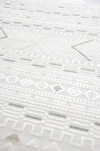 Sand Krem Kulrang Oson Tozalash Gilam Kilim Yotoq Xonasi Koridor Dazgoh Gilami 65550a-Krem Kulrang - 4
