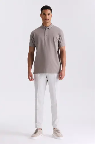 Sand Slim Fit 100% Cotton Mercerized Polo Neck T-shirt - 2