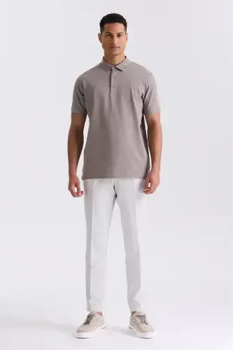 Sand Slim Fit 100% Cotton Mercerized Polo Neck T-shirt - 2