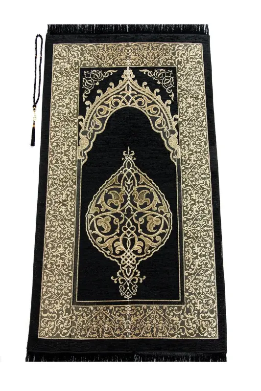 Sandıklı Damat Bohçasına Uygun Kuranı Kerim Seti Çeyizlik Seccade Seti Siyah - Siyah Suit - 6