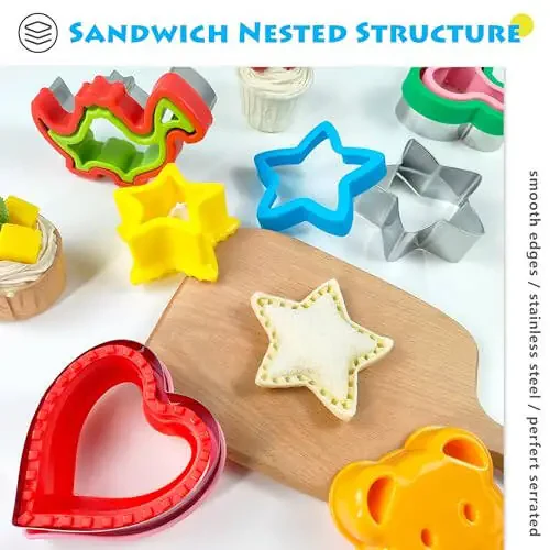 Sandwich Cutter and Sealer, Sandwich Cutter for Kids 5 PCS（BIG）, Decruster Sandwich Maker, Great for Lunchbox and Bento Box - Boys and Girls Kids Lunch - 10