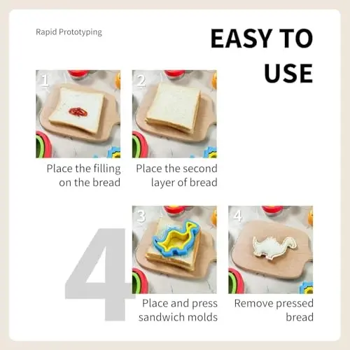 Sandwich Cutter and Sealer, Sandwich Cutter for Kids 5 PCS（BIG）, Decruster Sandwich Maker, Great for Lunchbox and Bento Box - Boys and Girls Kids - 4