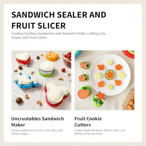 Sandwich Cutter and Sealer, Sandwich Cutter for Kids 5 PCS（BIG）, Decruster Sandwich Maker, Great for Lunchbox and Bento Box - Boys and Girls Kids - 5